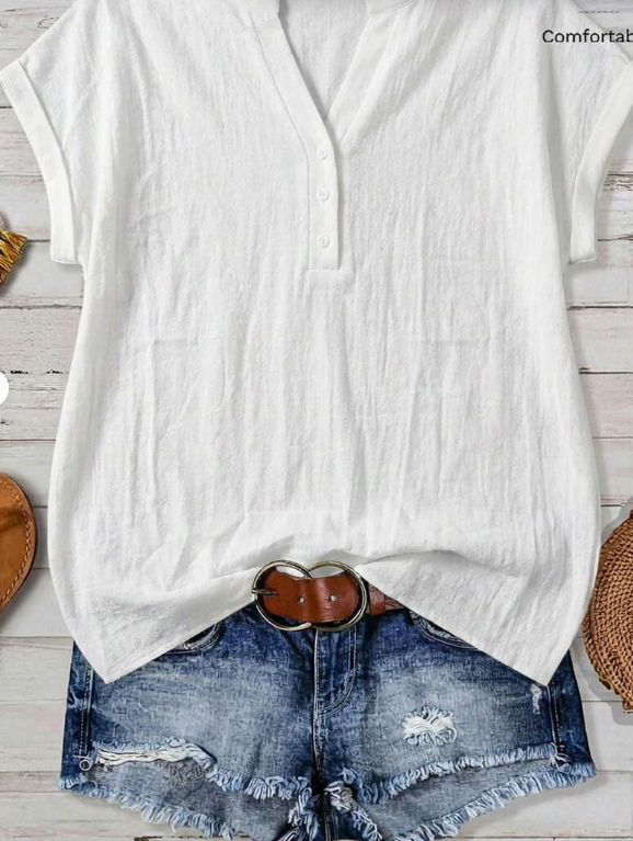 EMERY ROSE Women's Casual Short Sleeve Shirt