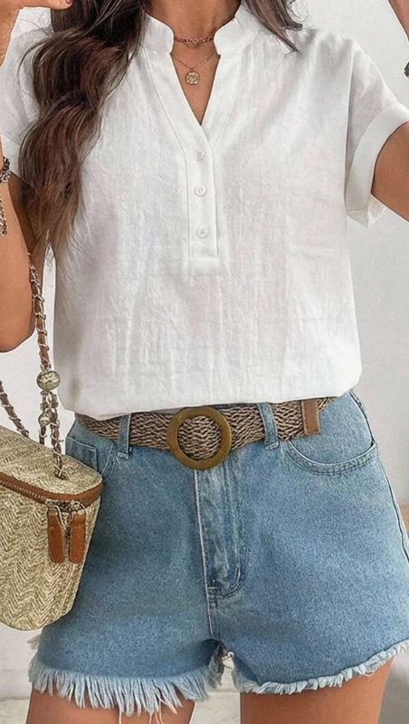 EMERY ROSE Women's Casual Short Sleeve Shirt